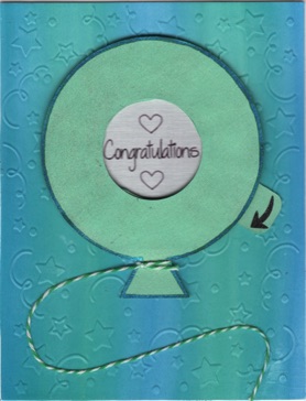 Iris Card - Balloon Congratulations (light green) Opened